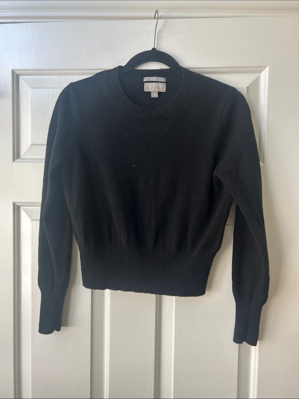 J. Crew Black Cashmere Crewneck Slim Knit Sweater